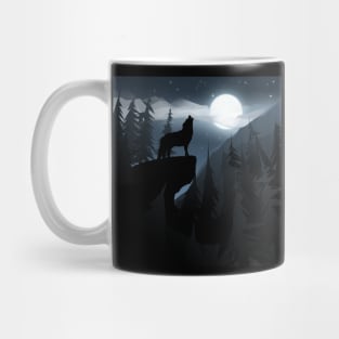 Wolf Howling At The Moon Mug